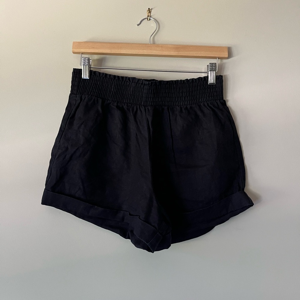 Reformation Black Linen Shorts